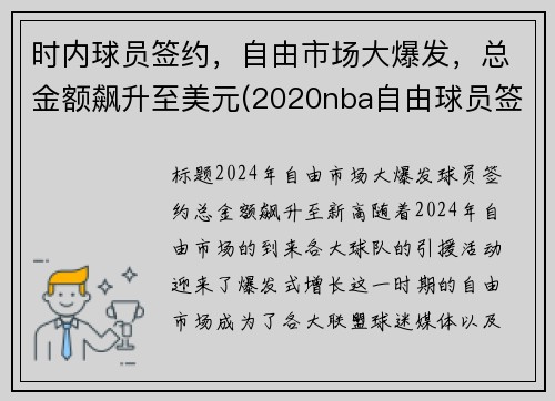时内球员签约，自由市场大爆发，总金额飙升至美元(2020nba自由球员签约)