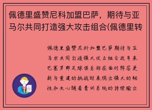 佩德里盛赞尼科加盟巴萨，期待与亚马尔共同打造强大攻击组合(佩德里转会巴萨)